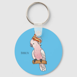 Major mitchell cockatoo bird cartoon illustration key ring