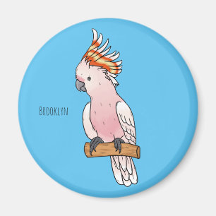 Major mitchell cockatoo bird cartoon illustration magnet