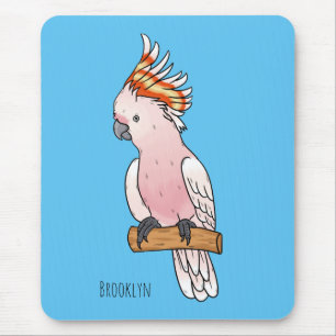 Major mitchell cockatoo bird cartoon illustration mouse pad