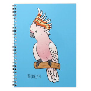 Major mitchell cockatoo bird cartoon illustration notebook