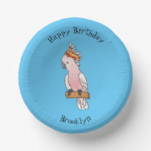 Major mitchell cockatoo bird cartoon illustration paper plate
