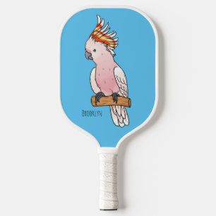 Major mitchell cockatoo bird cartoon illustration pickleball paddle
