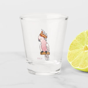 Major mitchell cockatoo bird cartoon illustration shot glass
