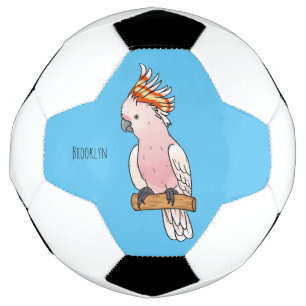 Major mitchell cockatoo bird cartoon illustration  soccer ball