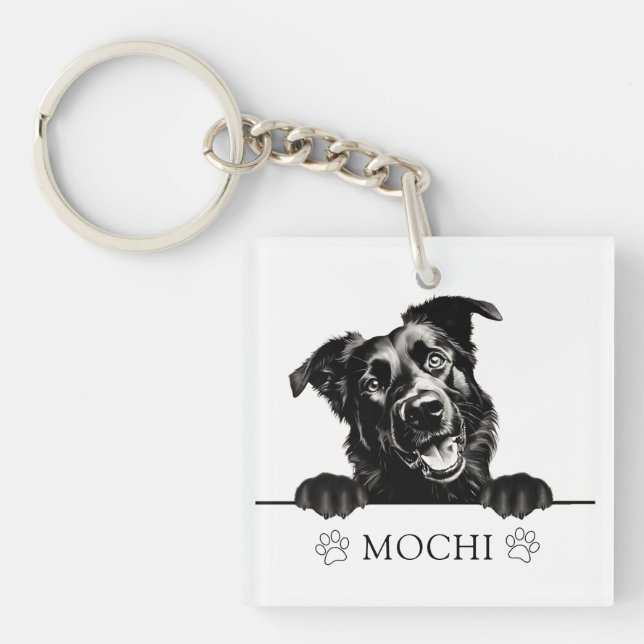 Majorca Shepherd Dog Hand Drawing Personalised Key Ring (Front)