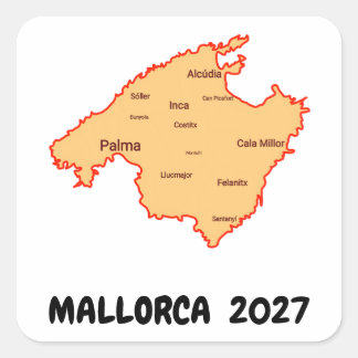 Majorca Spain beach island map Palma Square Sticker