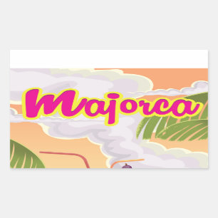 majorca vintage travel poster. rectangular sticker