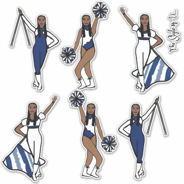 Majorette / Dancer/ Cheer / Flag Stickers Navy  (Front)