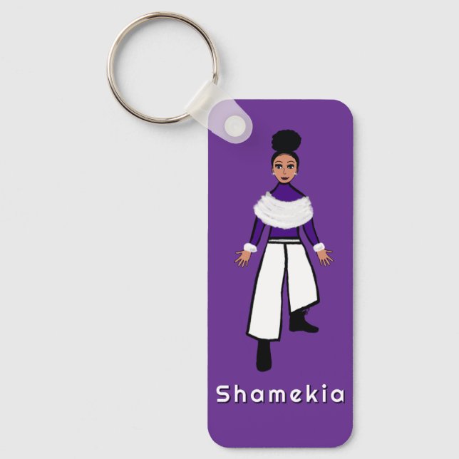 Majorette/ Dancer  Faux Fur/ Purple #2 Key Ring (Front)