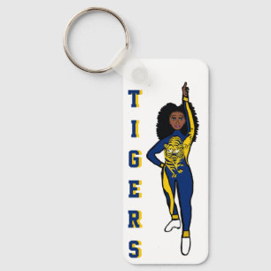 Majorette/ Dancer Keychain Blue Yellow Tiger A   