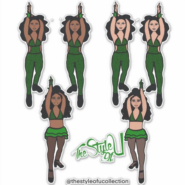 Majorette / Dancer Quick Change Stickers Green x2 (Front)