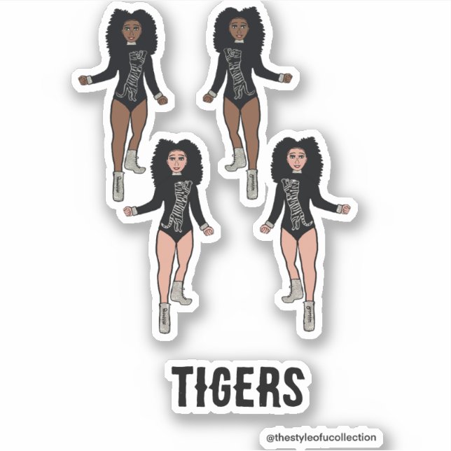 Majorette / Dancer Stickers Black Silver Tiger (Front)