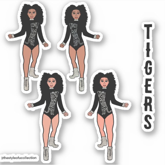 Majorette / Dancer Stickers Black Silver Tiger 2 (Front)