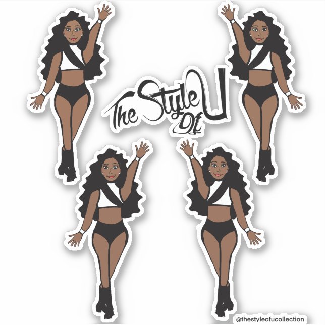 Majorette / Dancer Stickers Black & White C (Front)