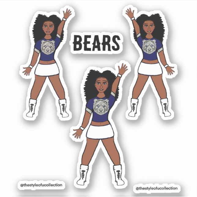 Majorette / Dancer Stickers Blue Silver Bear A (Front)