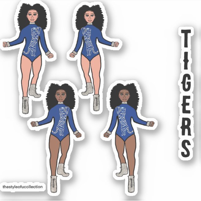 Majorette / Dancer Stickers Blue Silver Tiger 2 (Front)