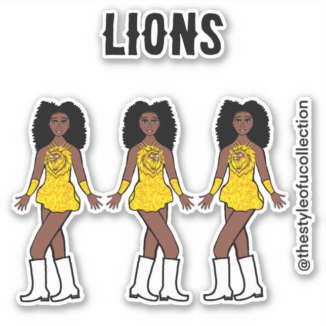 Majorette / Dancer Stickers  Gold Lion A (Front)