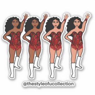 Majorette / Dancer Stickers Red  Fringe 