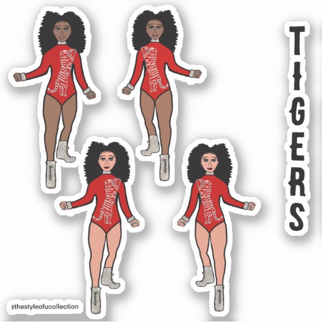 Majorette / Dancer Stickers Red Silver Tiger 2 (Front)