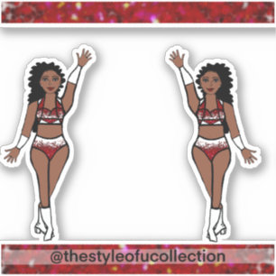 Majorette / Dancer Stickers Red Sparkle
