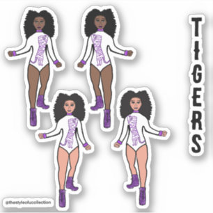 Majorette / Dancer Stickers White Purple Tiger 2