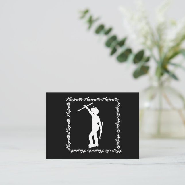 Majorette Twirler Notecard #3 ( White Black ) (Standing Front)