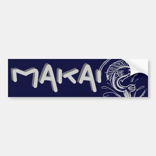 Makai towards the ocean hawaii bumpersticker bumper sticker (Front)