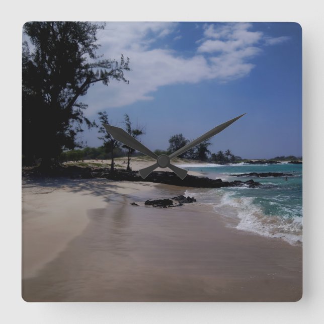 Makalawena Beach Square Wall Clock (Front)