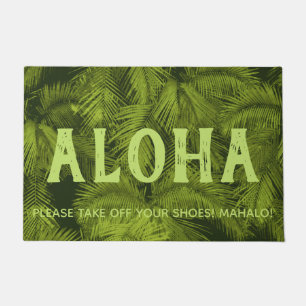 Makana Palms Hawaiian Tropical Leaves Aloha Green Doormat