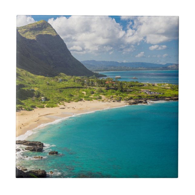 Makapuu Beach Coastline Ceramic Tile (Front)