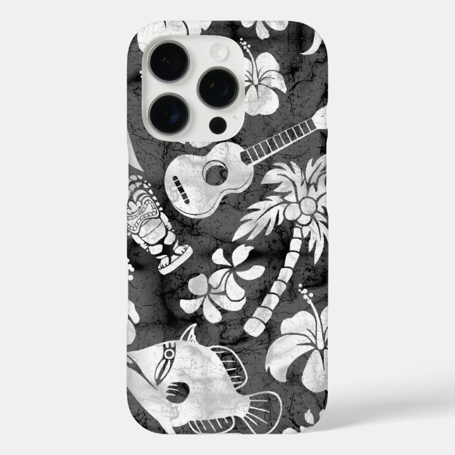 Makapuu Beach Hawaiian Batik Black Case-Mate iPhone Case (Back)