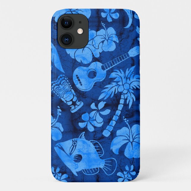 Makapuu Beach Hawaiian Batik Blue Case-Mate iPhone Case (Back)