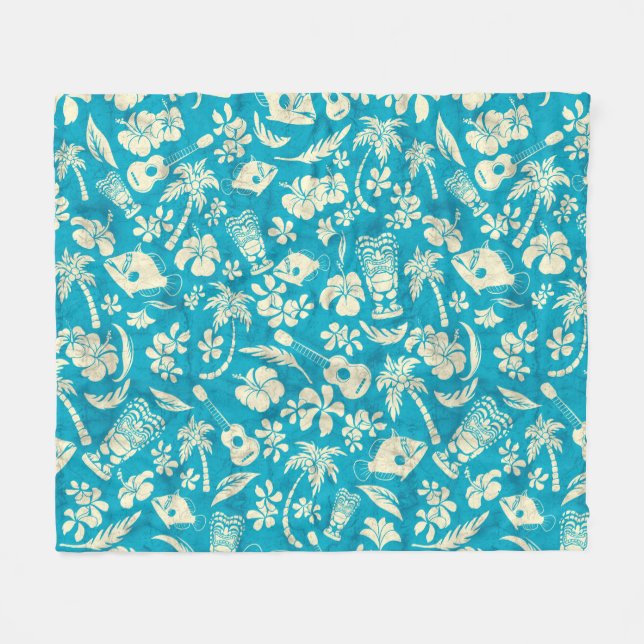 Makapuu Beach Hawaiian Batik Fleece Blanket (Front (Horizontal))