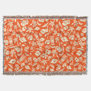 Makapuu Beach Hawaiian Batik Throw Blankets