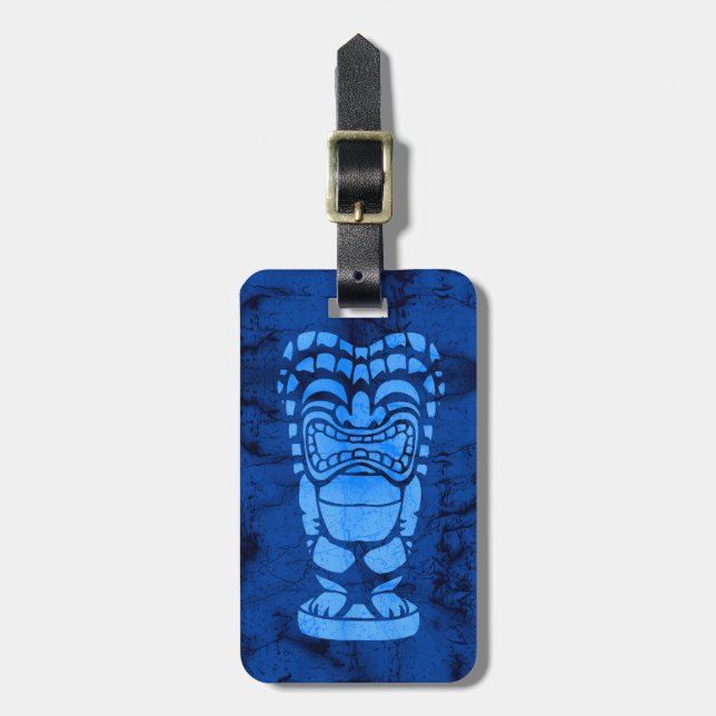 Makapuu Beach Hawaiian Laughing Tiki Batik Luggage Tag (Front Vertical)