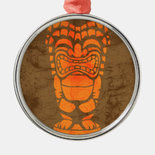 Makapuu Beach Hawaiian Laughing Tiki Batik Metal Ornament