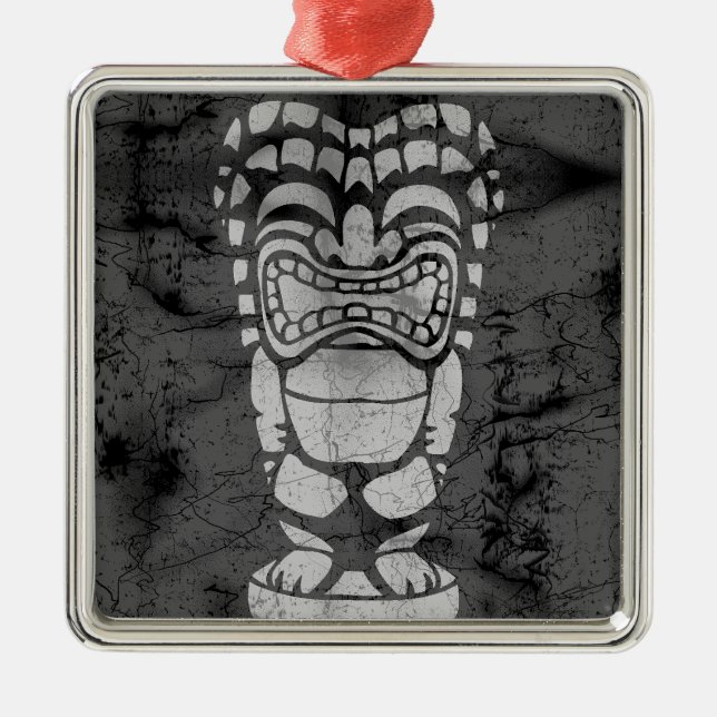 Makapuu Beach Hawaiian Laughing Tiki Batik Metal Ornament (Front)