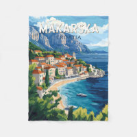 Makarska Croatia Illustration Travel Art Vintage