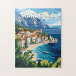 Makarska Croatia Illustration Travel Art Vintage Jigsaw Puzzle<br><div class="desc">Makarska retro vector travel design. Makarska is a port town on Croatia’s Dalmatian coast,  known for its Makarska Riviera beaches,  seafront promenade and nightlife.</div>