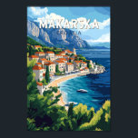 Makarska Croatia Illustration Travel Art Vintage Poster<br><div class="desc">Makarska retro vector travel design. Makarska is a port town on Croatia’s Dalmatian coast,  known for its Makarska Riviera beaches,  seafront promenade and nightlife.</div>