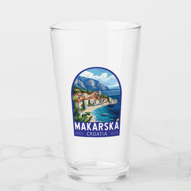 Makarska Croatia Travel Art Emblem Glass (Front)