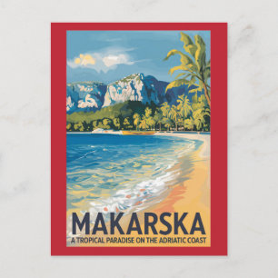 Makarska Croatia Travel Art Vintage Postcard