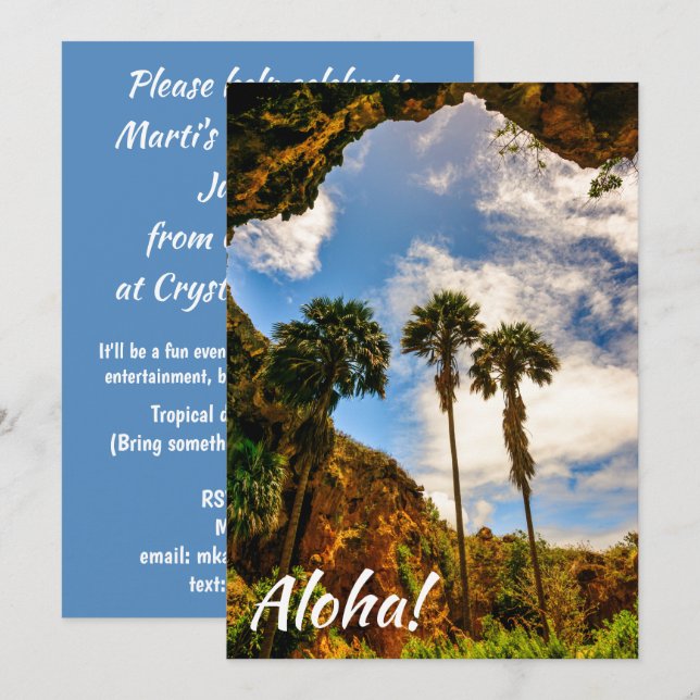 Makauwahi Cave Palm Trees, Kauai, Hawaii Invitation (Front/Back)
