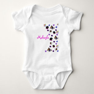 "Makayla", Name With Guinea Pigs And Pansies, Baby Bodysuit