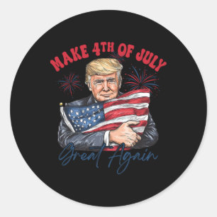 Make 4th Of July Great Again Funny Trump Patriotic Classic Round Sticker