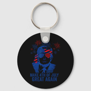 Make 4th Of July Great Again Men American Flag Fun Key Ring