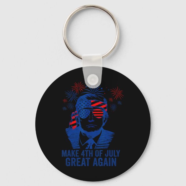 Make 4th Of July Great Again Men American Flag Fun Key Ring (Front)
