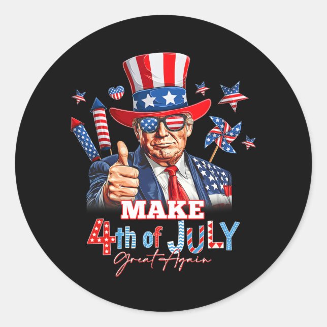 Make 4th Of July Great Again Patriotic Firework Do Classic Round Sticker (Front)