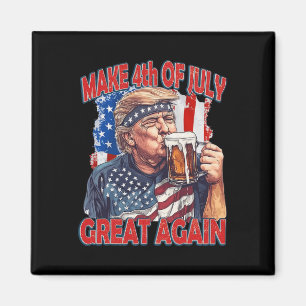 Make 4th Of July Great Again Trump American Flag Magnet