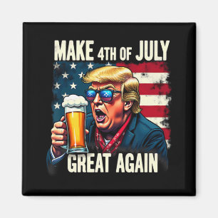 Make 4th Of July Great Again Trump Beer Drinking 1 Magnet